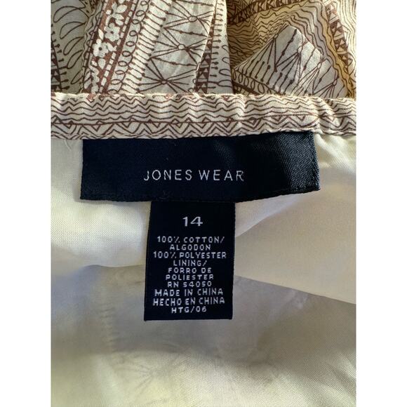 Jones Wear Women's Size 14 A-Line Pleated Circle Skirt Cotton Side Zip Up Brown - Picture 3 of 4